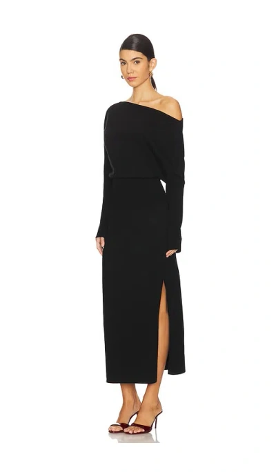 Simkhai Janese Off-shoulder Wool Midi Dress In 黑色