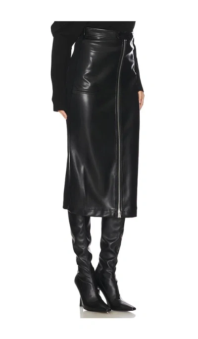 Simkhai Bianca Faux Leather Midi Skirt In 黑色