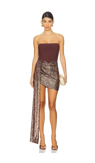 Shop Nookie Monet Mini Dress In Cocoa & Copper