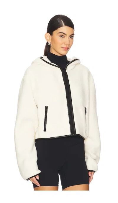 Lamarque Arlina Polar Fleece Zip-up Hoodie In 象牙白