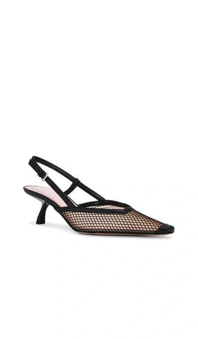 Piferi Mesh Net Kitten Slingback Pumps In 黑色