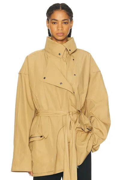 The Row Pierrick Cotton Jacket In Brown Paper