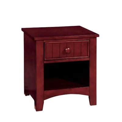 Furnizzeme Wooden Night Stand With One Drawer And Open Shelf In Cherry Brown