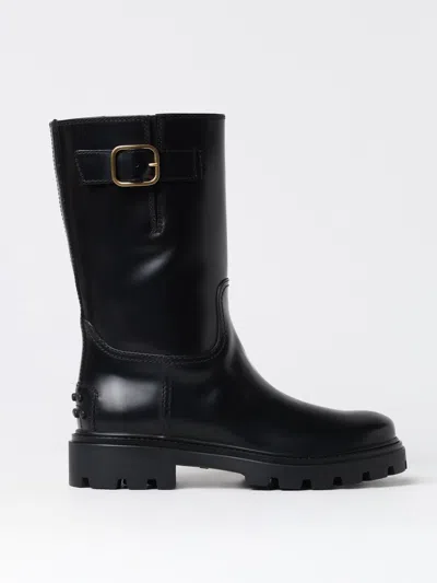 Tod's Flat Ankle Boots  Woman Color Black In Schwarz