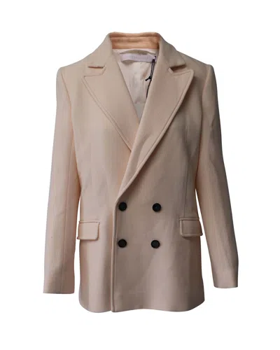 Rm By Roland Mouret Roland Mouret Gilroy Double Breasted Jacket In Pastel Pink Wool In Pink