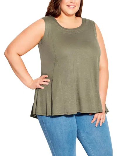 AVENUE PLUS WOMENS SLEEVELESS SOLID TANK TOP 
