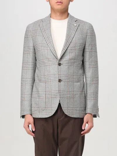 Luigi Bianchi Tartan Check Wool Blend Jacket In Grau