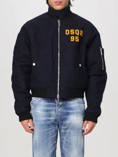 Dsquared2 Logo-embroidered Bomber Jacket In Navy