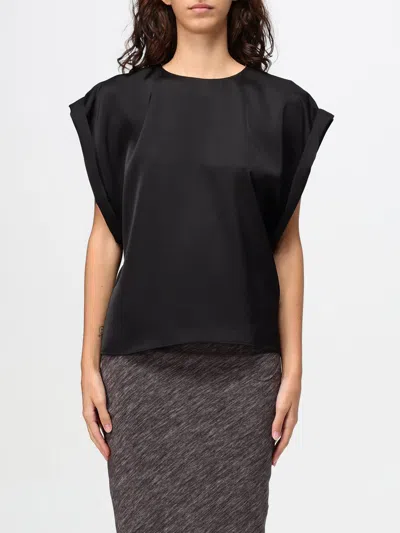 Philosophy Di Lorenzo Serafini Round-neck Satin Blouse In Schwarz
