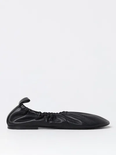 Jil Sander Nappa Ballerina Flats With Subtle Heel In Schwarz