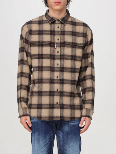 Dsquared2 Canadian Plaid Wool Blend Shirt In Bunt