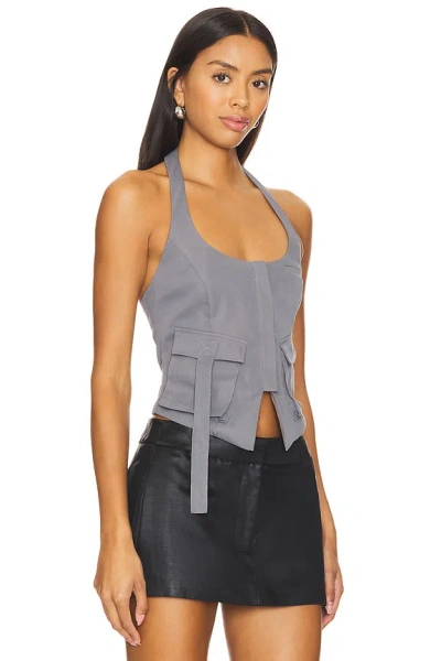 Superdown Kamryn Halter Top In Gray
