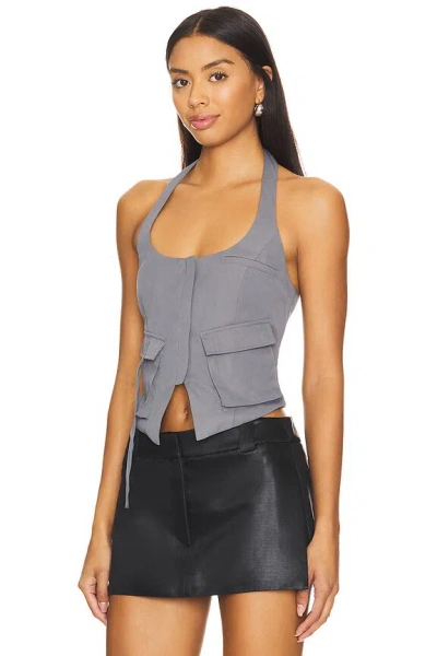 Superdown Kamryn Halter Top In Gray