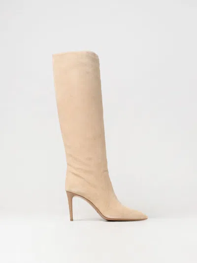 Paris Texas 85mm Knee-high Suede Boots In Ecru