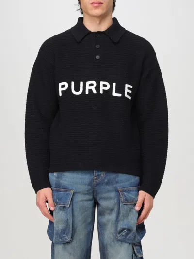 Purple Brand Wool Sweater With Frontal Logo Embroidery In Schwarz
