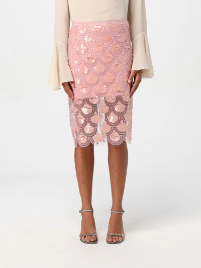 Rotate Birger Christensen Rotate Pink Skirt With Paillettes In Fa01