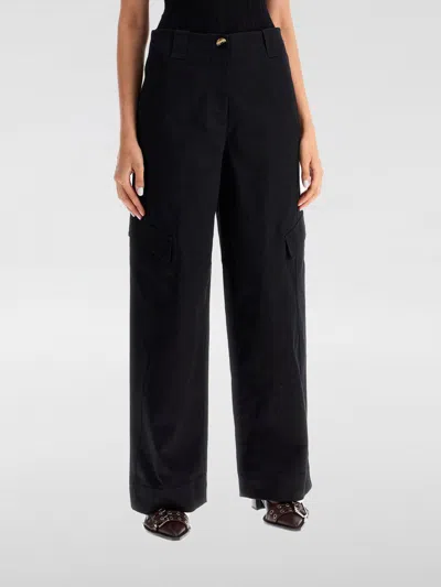 Ganni Checked Canvas Trousers For Men In Schwarz