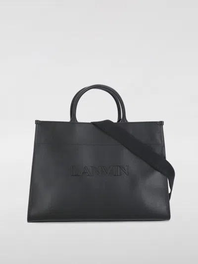Lanvin Logo-embossed Leather Tote Bag In Black