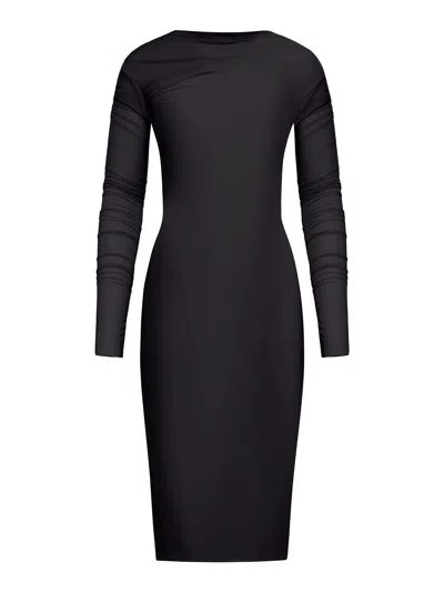 Shop Dries Van Noten Draped Long-sleeved Dress In Black