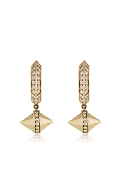 Shop Sorellina Faceted Huggie 18k Yellow Gold Diamond Earrings