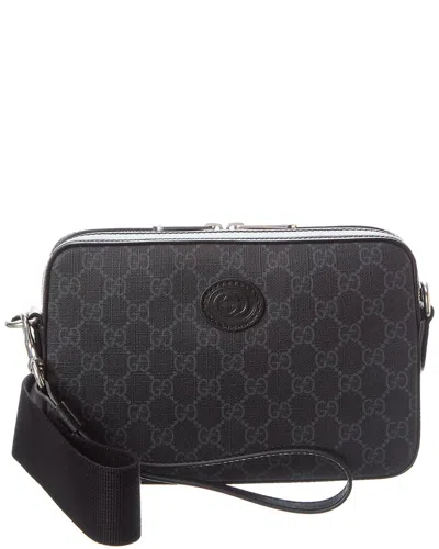 Gucci Small Gg Supreme Canvas & Leather Camera Bag In Black