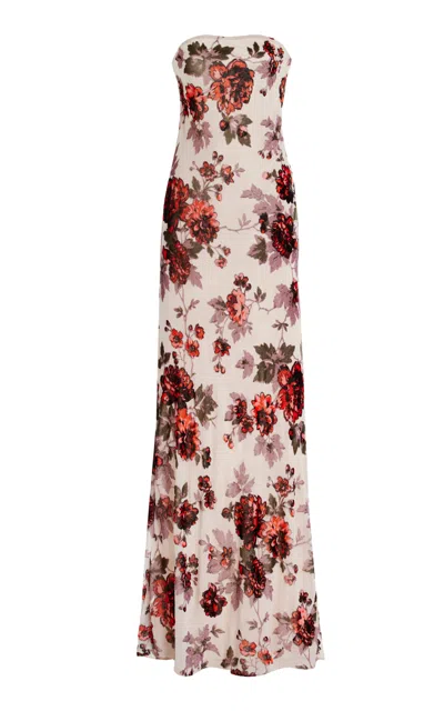 Rodarte Floral Velvet Devore Gown In Floral