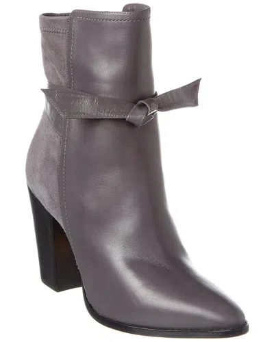 Alexandre Birman Clarita Tie 90 Leather & Suede Bootie In Grey