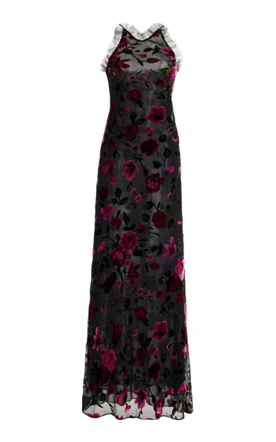 Shop Rodarte Exclusive Velvet Devore Maxi Dress In Black