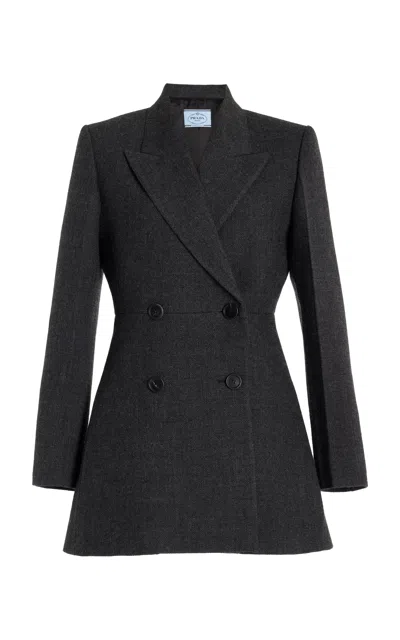 Prada Double-breasted Suiting Blazer In Black