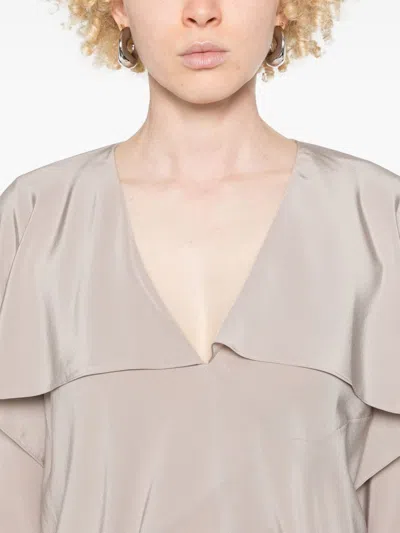 Shop Helmut Lang Scarf Blouse In Grey