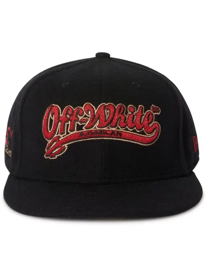 Off-white X Ac Milan X New Era Embroidered Cap In Black