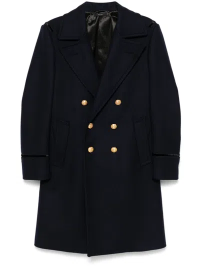 Tom Ford Double Breasted Wool Felt Martingale Coat In Blue