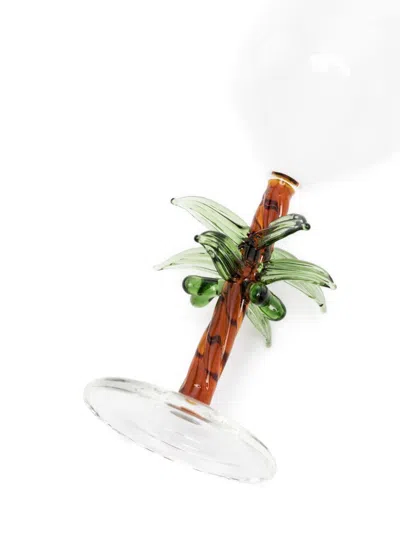 Les-ottomans Brown Palm Tree Glass In Neutrals