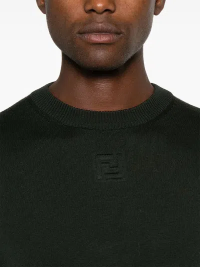 Fendi Ff-embossed Sweater In Green