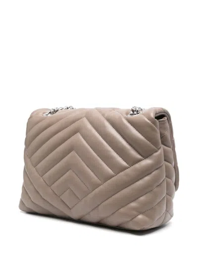 Armani Exchange Logo-plaque Quilted Shoulder Bag In Brown
