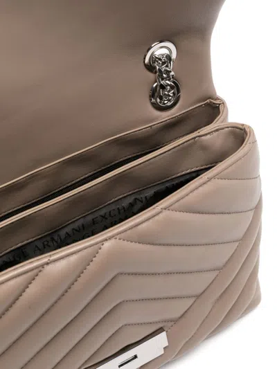 Armani Exchange Logo-plaque Quilted Shoulder Bag In Brown