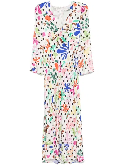 Shop Rixo London Floral Dot-print Maxi Dress In White