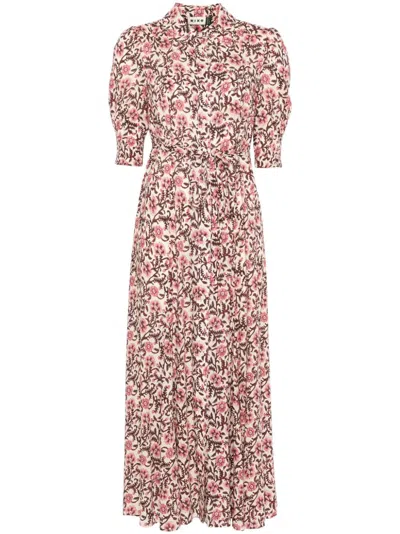 Shop Rixo London Floral-print Maxi Dress In Neutrals