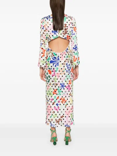 Shop Rixo London Floral Dot-print Maxi Dress In White