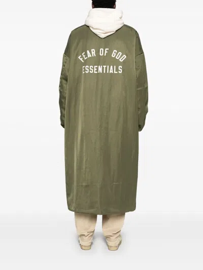 Fear Of God Logo-lettering Coat In Green