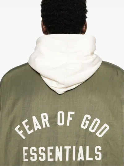 Fear Of God Logo-lettering Coat In Green