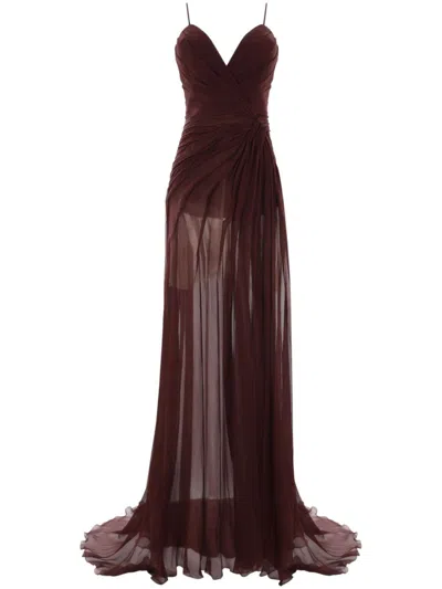 Shop Ermanno Scervino Silk-georgette Dress In Brown