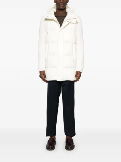 Herno Knitted-sleeves Coat In White