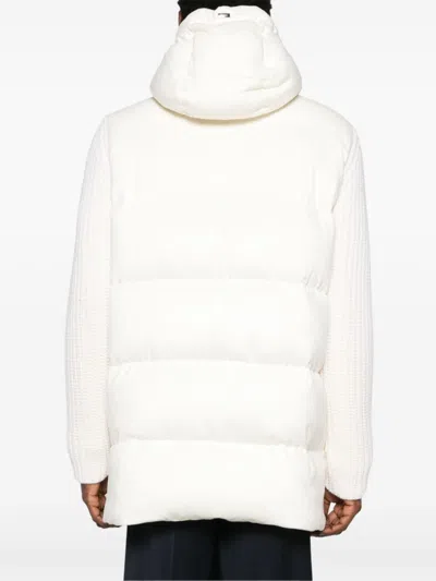 Herno Knitted-sleeves Coat In White