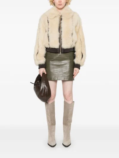 Ermanno Scervino Crocodile-embossed Mini Skirt In Green