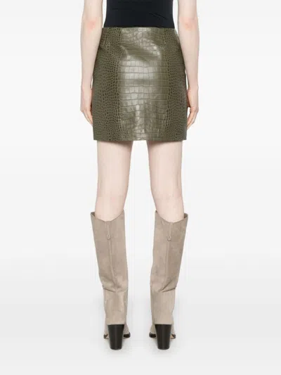 Ermanno Scervino Crocodile-embossed Mini Skirt In Green