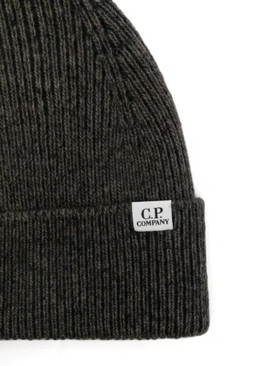 C.p. Company Logo-tag Beanie In Grey