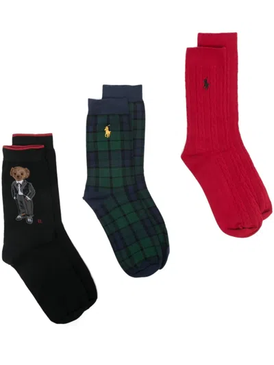 Polo Ralph Lauren Polo Pony Socks (pack Of Three) In Red