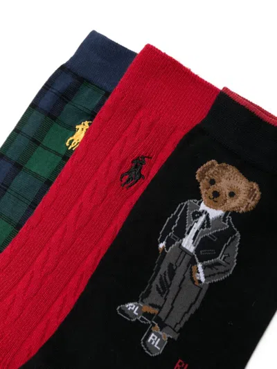 Polo Ralph Lauren Polo Pony Socks (pack Of Three) In Red