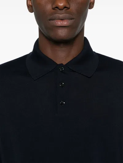 Malo Virgin Wool Polo Shirt In Blue